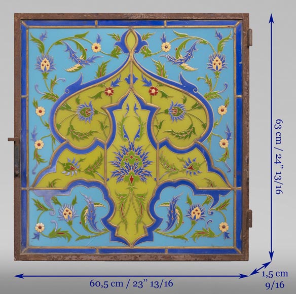 IMBERTON - Pair of stained glass windows with Hispano-Moorish decoration-14