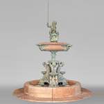 Italian fountain in Napoleon III style in bronze and red marble from Verona