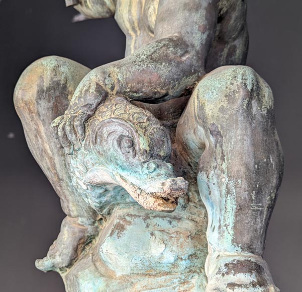Italian fountain in Napoleon III style in bronze and red marble from Verona-3