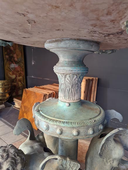 Italian fountain in Napoleon III style in bronze and red marble from Verona-5