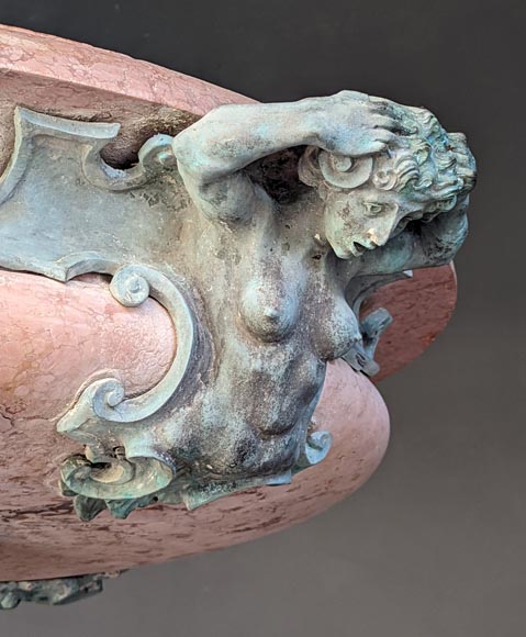 Italian fountain in Napoleon III style in bronze and red marble from Verona-6