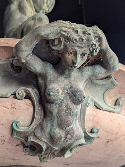 Italian fountain in Napoleon III style in bronze and red marble from Verona-7