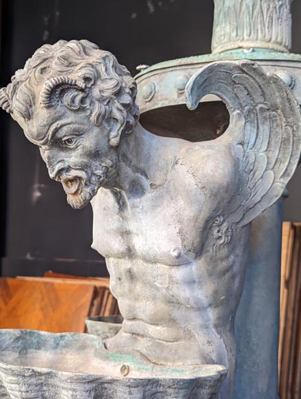 Italian fountain in Napoleon III style in bronze and red marble from Verona-10