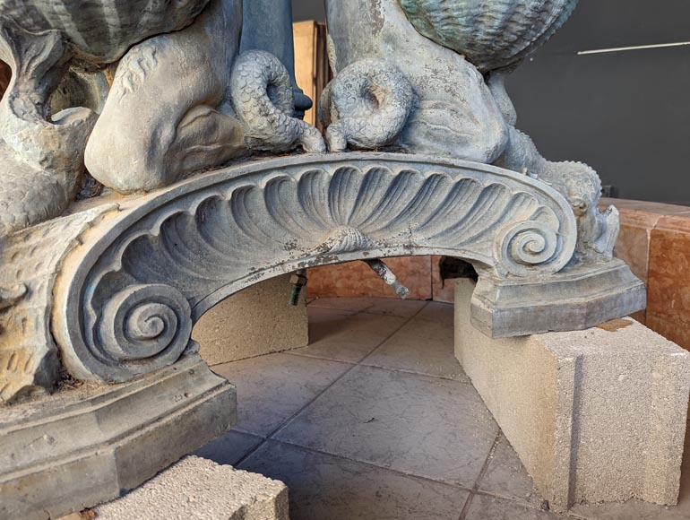 Italian fountain in Napoleon III style in bronze and red marble from Verona-11