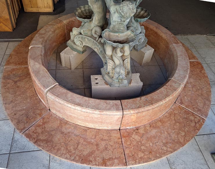 Italian fountain in Napoleon III style in bronze and red marble from Verona-14