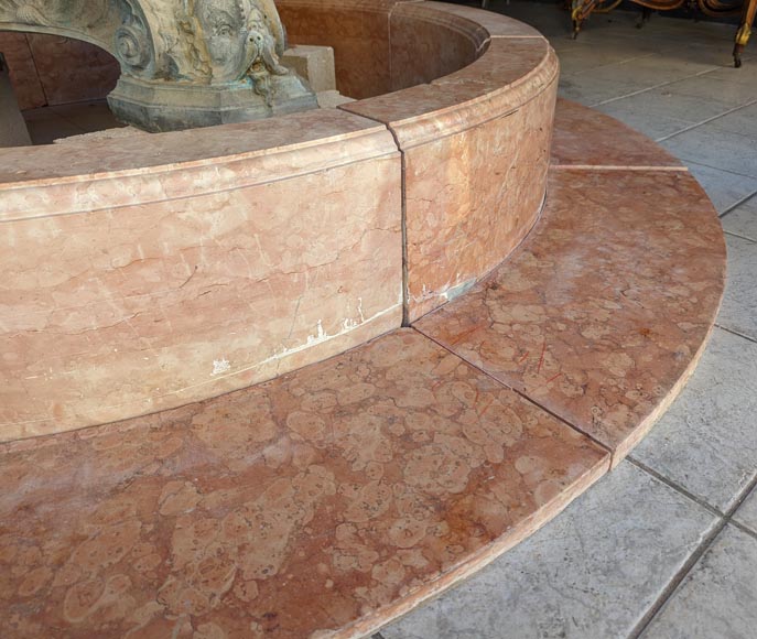 Italian fountain in Napoleon III style in bronze and red marble from Verona-15