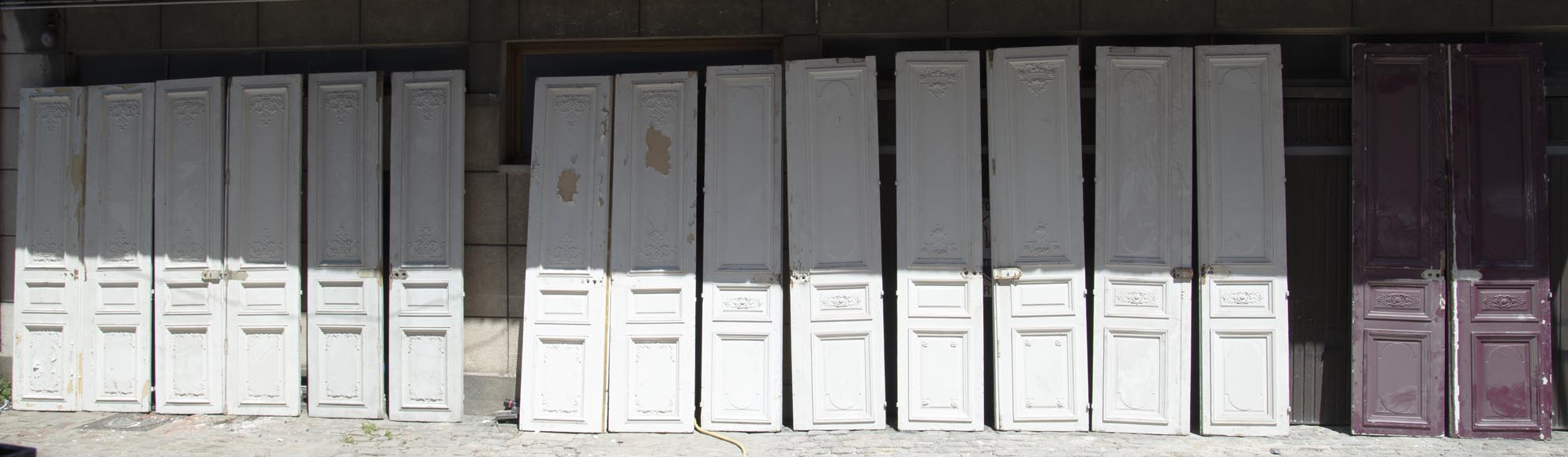Set of eight Napoleon III style double doors in painted oak-0