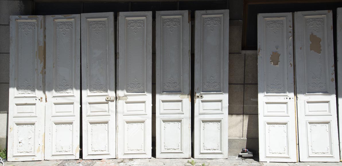 Set of eight Napoleon III style double doors in painted oak-1