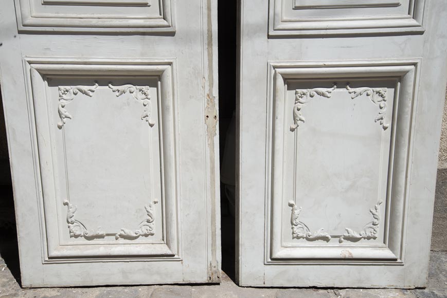 Set of eight Napoleon III style double doors in painted oak-5