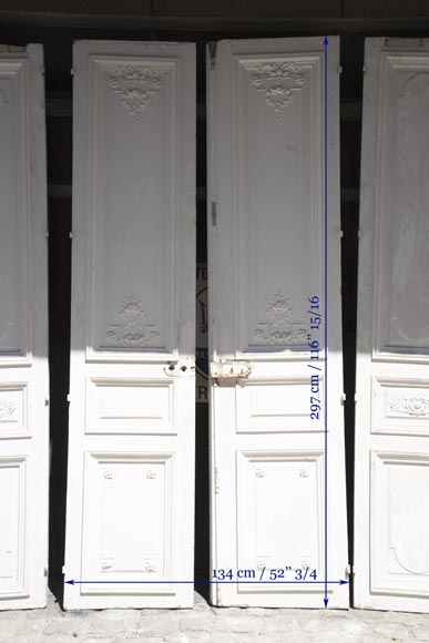 Set of eight Napoleon III style double doors in painted oak-16