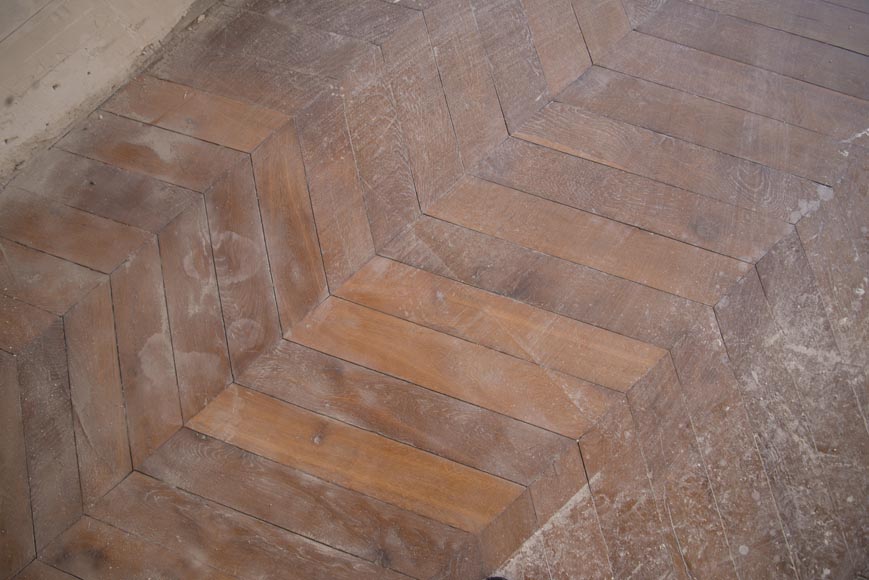 Lot of 18 m2 of antique Point de Hongrie oak parquet flooring-0