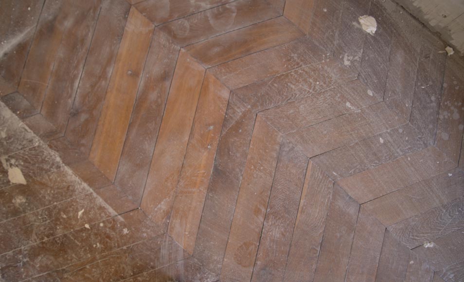 Lot of 18 m2 of antique Point de Hongrie oak parquet flooring-1