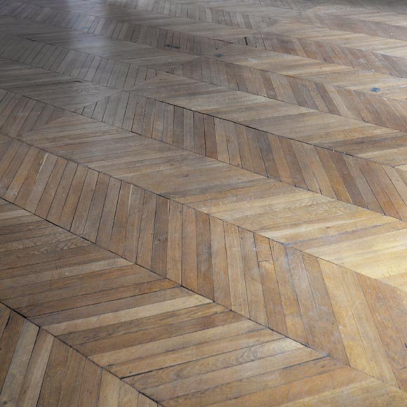 Lot of 45 m² of antique Point de Hongrie oak parquet flooring-0