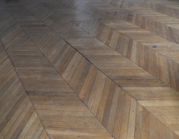 Lot of 45 m² of antique Point de Hongrie oak parquet flooring-1