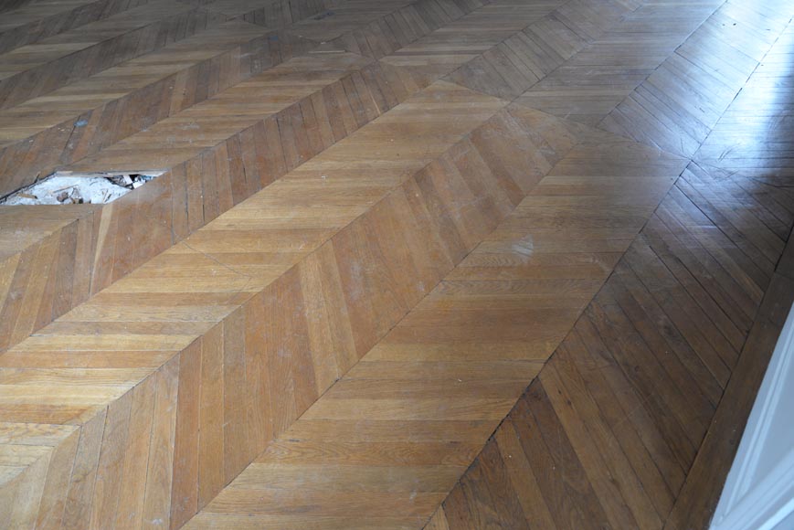 Lot of 45 m² of antique Point de Hongrie oak parquet flooring-2