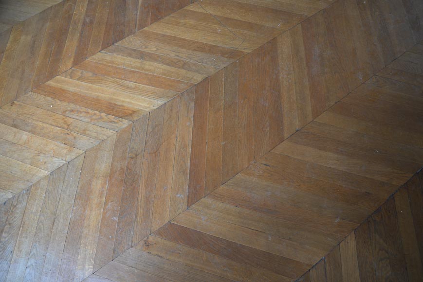 Lot of 45 m² of antique Point de Hongrie oak parquet flooring-3