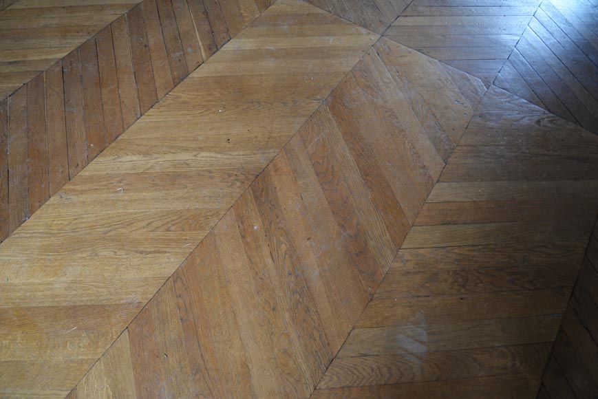 Lot of 45 m² of antique Point de Hongrie oak parquet flooring-4