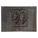 Large 18th century fireback with double coat of arms decoration