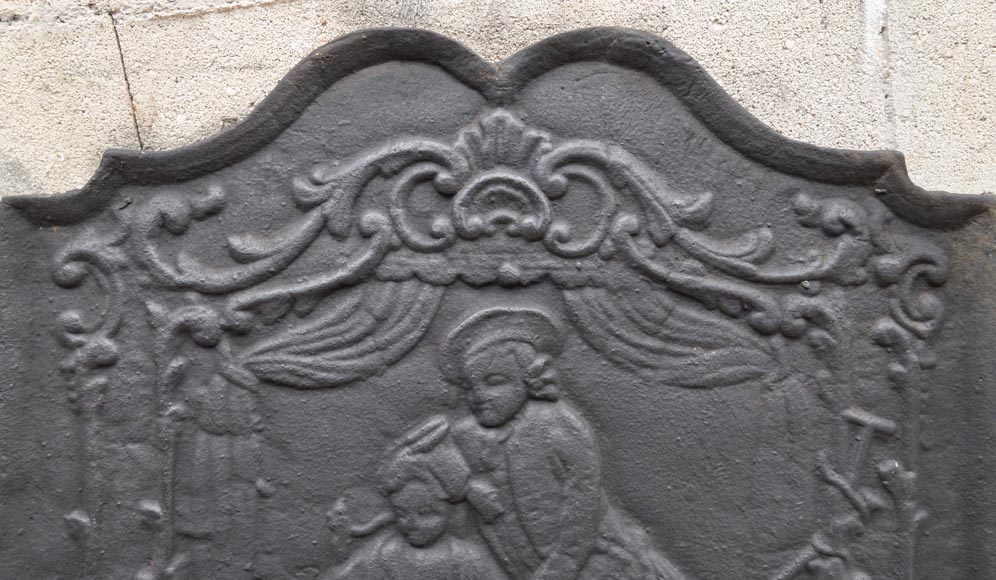 Cast iron fireback with a noble couple, 20th century-1