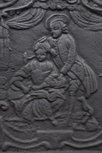 Cast iron fireback with a noble couple, 20th century-2