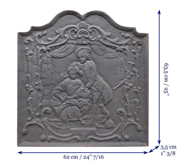 Cast iron fireback with a noble couple, 20th century-6