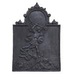 Antique fireback decorated with Saint-Michel slaying the dragon