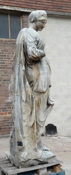 French School, Impressive stone sculpture of a feminine allegory, End of the 18th century-5