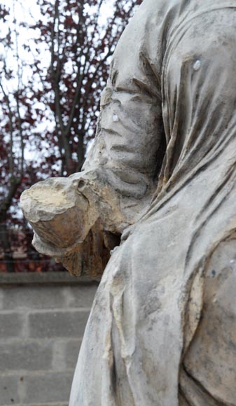 French School, Impressive stone sculpture of a feminine allegory, End of the 18th century-11