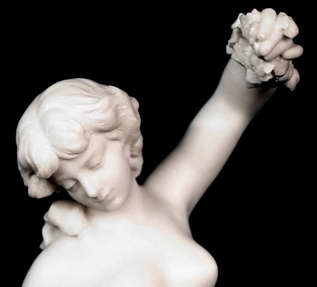 Louis-Robert Carrier-Belleuse (1848–1913), Nymph with a Goat, Carrara marble-3