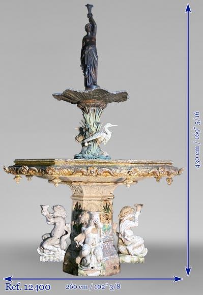 VAL D’OSNE Foundry - Exceptional Renaissance style fountain  Model presented in the 1851 World Fair -18