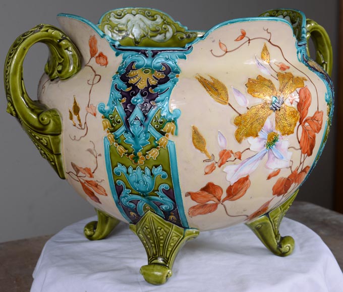 Faïencerie de Gien - Beautiful Napoleon III style earthenware planter 