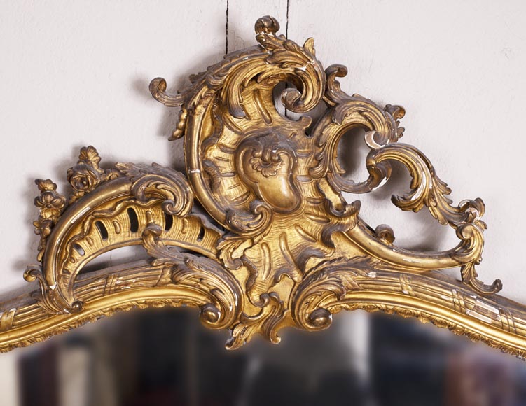 Antique Louis XV style trumeau in gilded wood-1