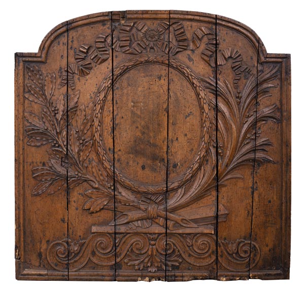 Louis XVI period walnut fireback matrix Louis XVI period walnut fireback matrix-0