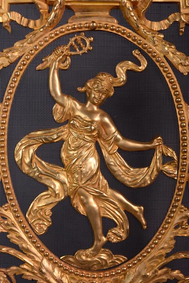 Napoléon III firescreen in gilt bronze with a dancer-3