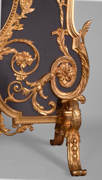 Napoléon III firescreen in gilt bronze with a dancer-5