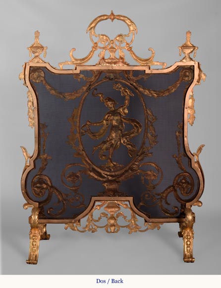 Napoléon III firescreen in gilt bronze with a dancer-6