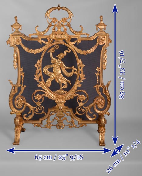 Napoléon III firescreen in gilt bronze with a dancer-7