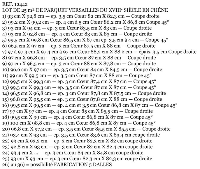 Lot of 25 m2 of 18th century Versailles oak parquet flooring Lot of 25 m2 of 18th century Versailles oak parquet flooring-19