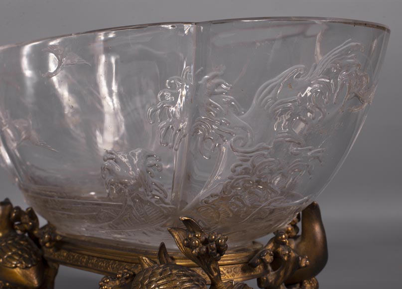 Baccarat crystal and gilt bronze bowl with Japanese decoration-5