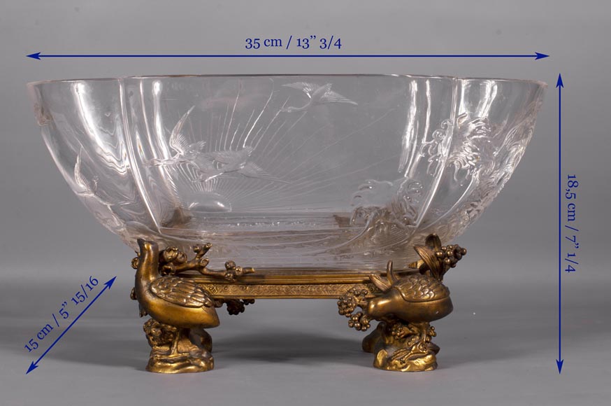 Baccarat crystal and gilt bronze bowl with Japanese decoration-9