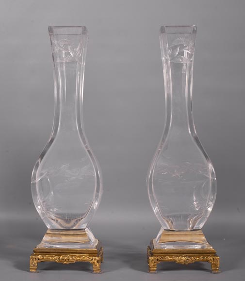 Pair of Baccarat crystal vases with Japanese decoration-5