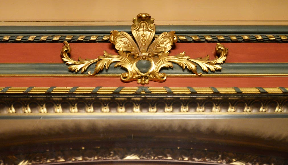 Antique Louis XVI style trumeau in polychrome and gilded wood-1