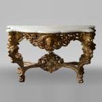 Louis XV style gilt wood console and Carrara marble slab