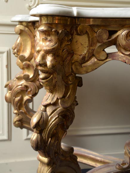 Louis XV style gilt wood console and Carrara marble slab-2