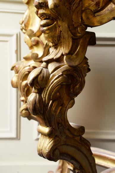 Louis XV style gilt wood console and Carrara marble slab-4