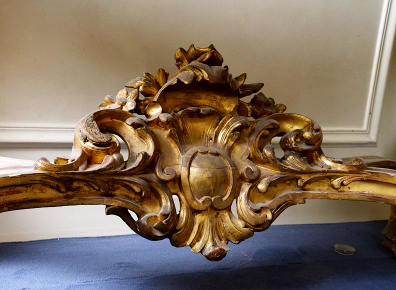 Louis XV style gilt wood console and Carrara marble slab-6