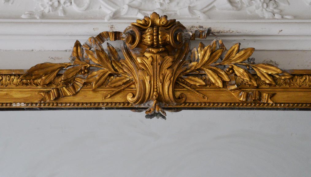 Antique Louis XVI style trumeau gilded painting-1
