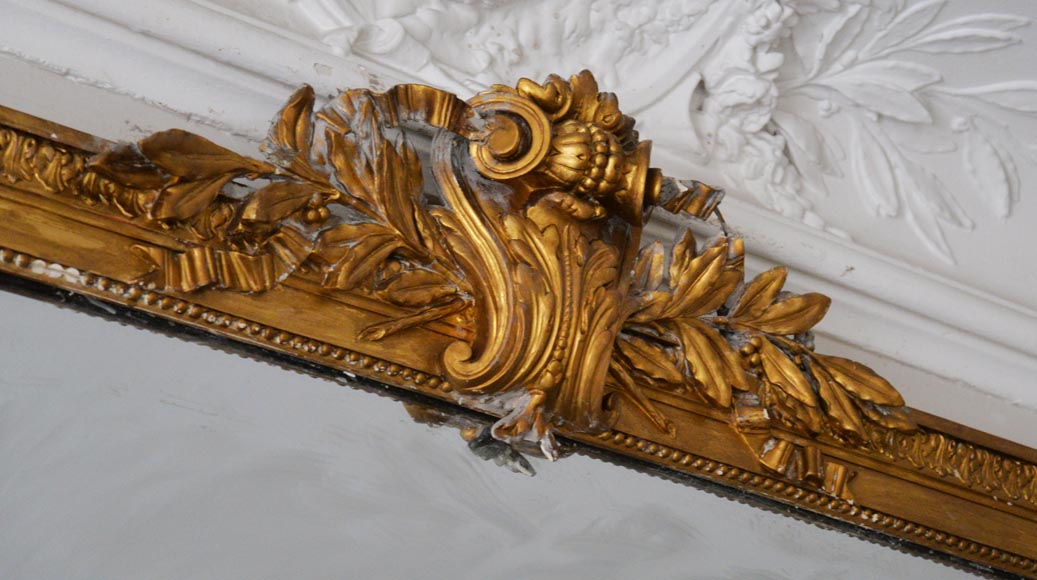 Antique Louis XVI style trumeau gilded painting-2