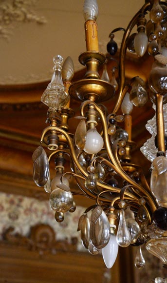 BACCARAT - Antique Napoleon III style chandelier with colored crystals-3