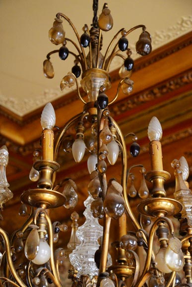 BACCARAT - Antique Napoleon III style chandelier with colored crystals-7